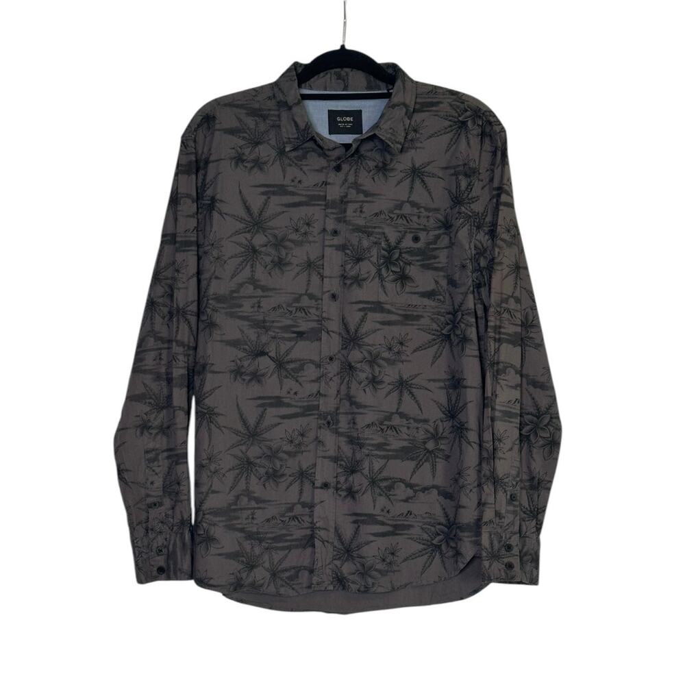 Globe gray Hawaiian print long sleeves button shirt size M